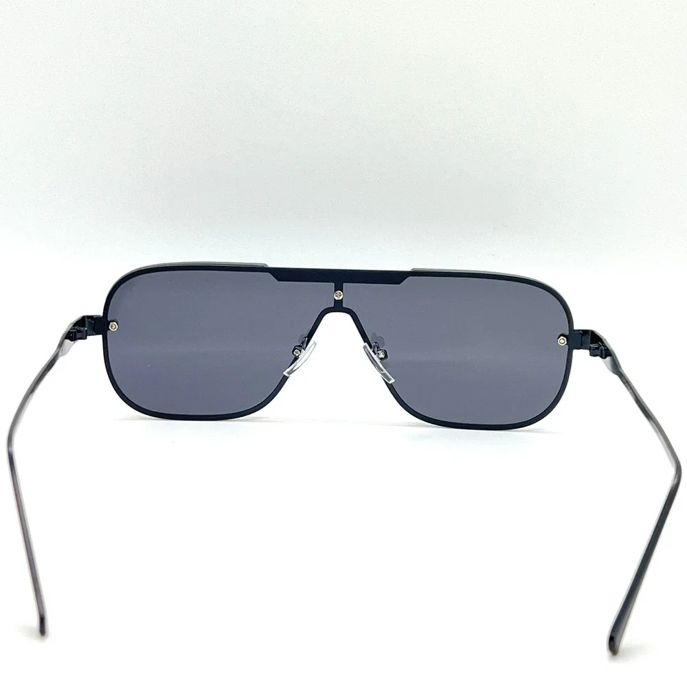 Sunglasses Flat Top Shield Sunglasses Fashion Shades Dark Black‎ Lens Trendy New